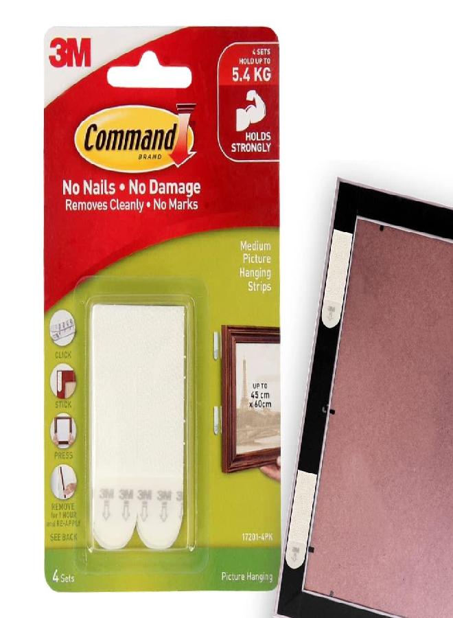 Command White 12 lb Picture Hanging Strips, Decorate Damage-Free, Indoor Use (17201-4PK-ES) - Image 1